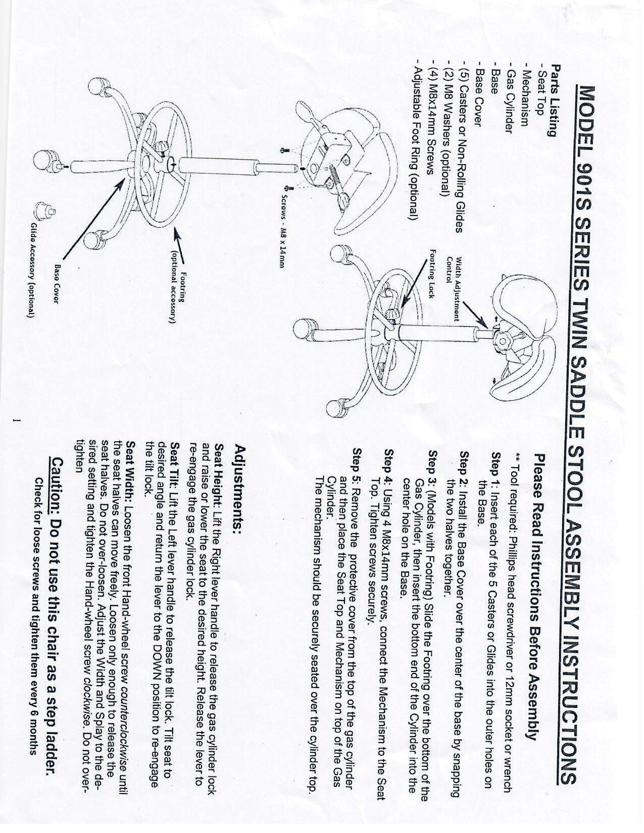 USA Patented Twin Adjustable Saddle Stool