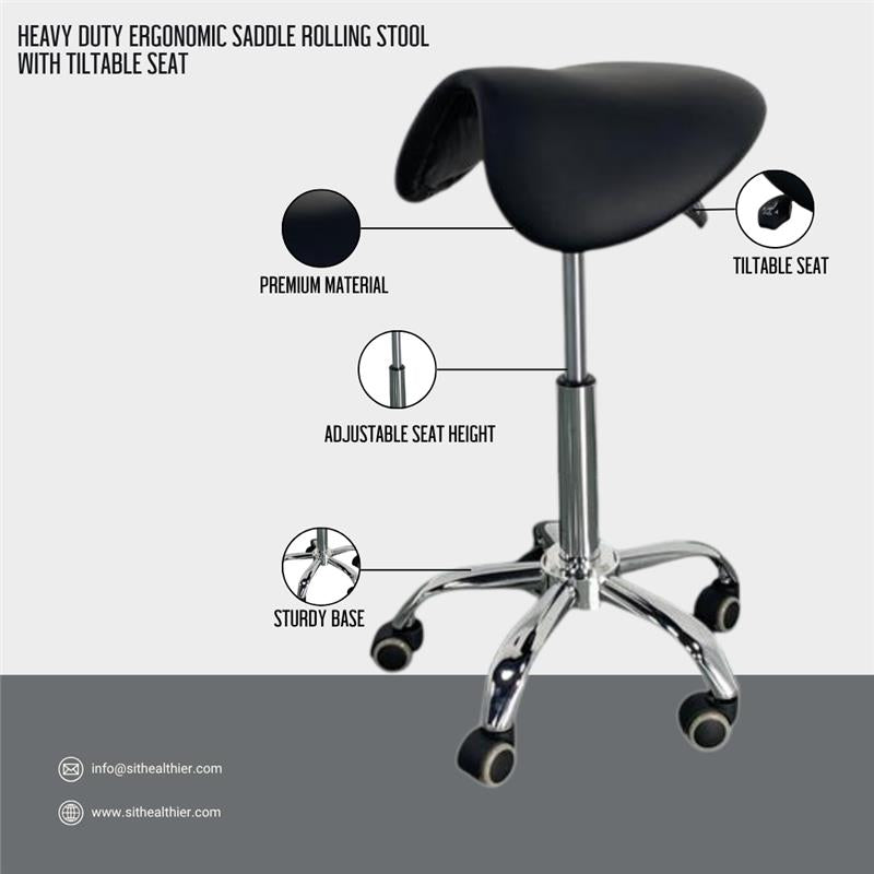 Professional Saddle Stool - Heavy-Duty 500 LBS Capacity