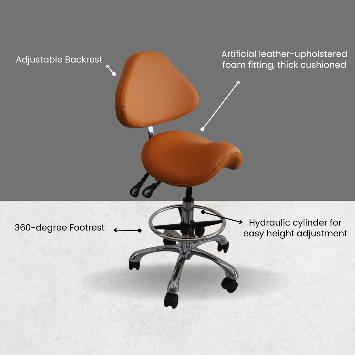 Ergonomic Comfortable Saddle Style Chair With Footrest & Backrest