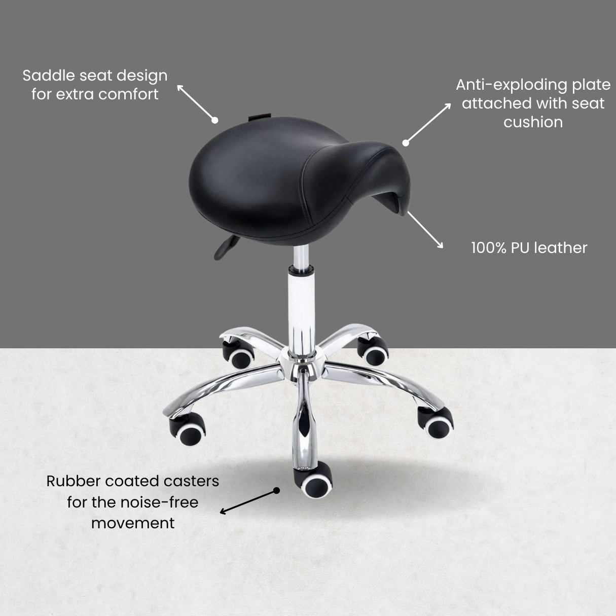 Hydraulic Saddle Rolling Ergonomic Medical Stool