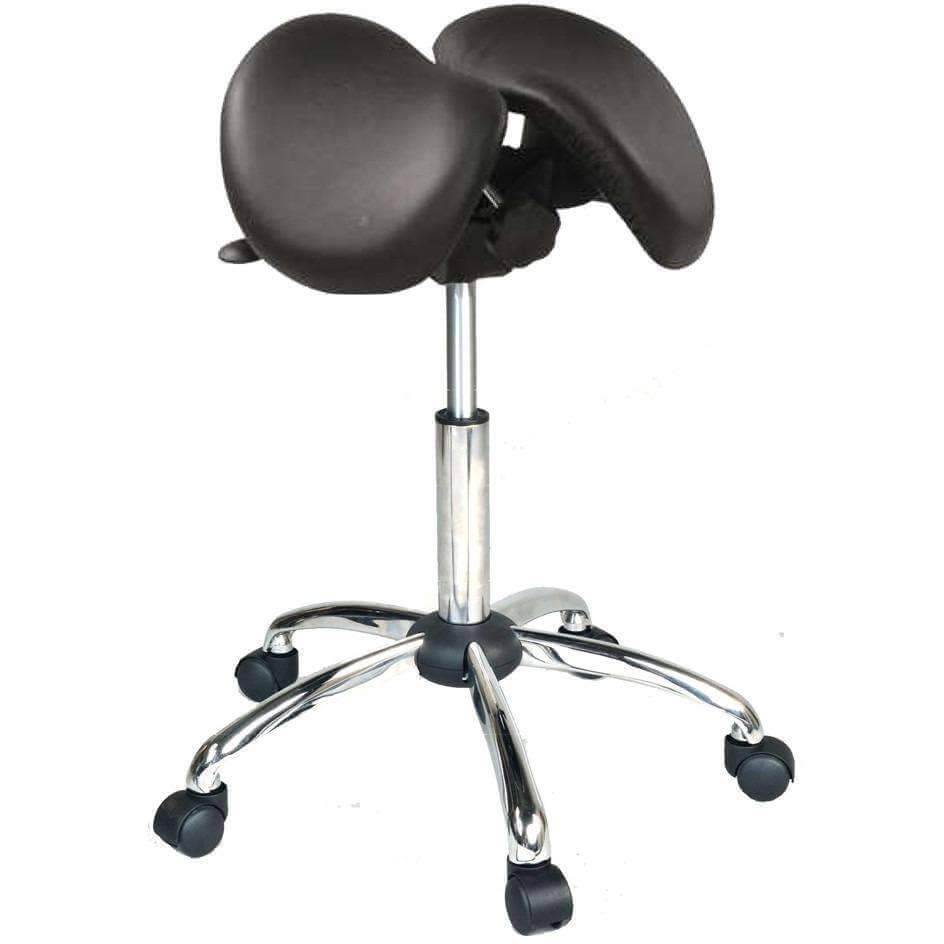 USA Patented Twin Tiltable Saddle Stool with Adjustable Seat Width and Center Gap
