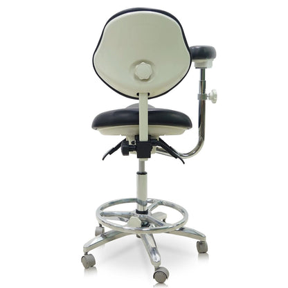 Saddle Style Dental Assistant Stool with Swing Arm and Footrest