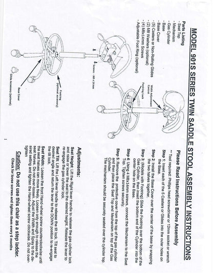 USA Patented Twin Adjustable Saddle Stool